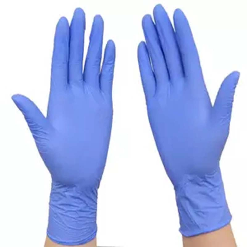 Γάντια νιτριλίου μίας χρήσης χωρίς πούδρα Μπλε γάντια νιτριλίου 6 mil