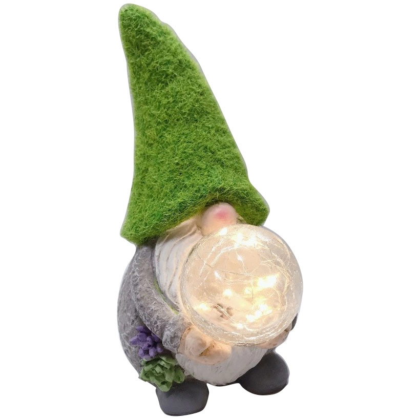 Ηλιακός Ρητίνης Garden Gnome με Crackle Glassball