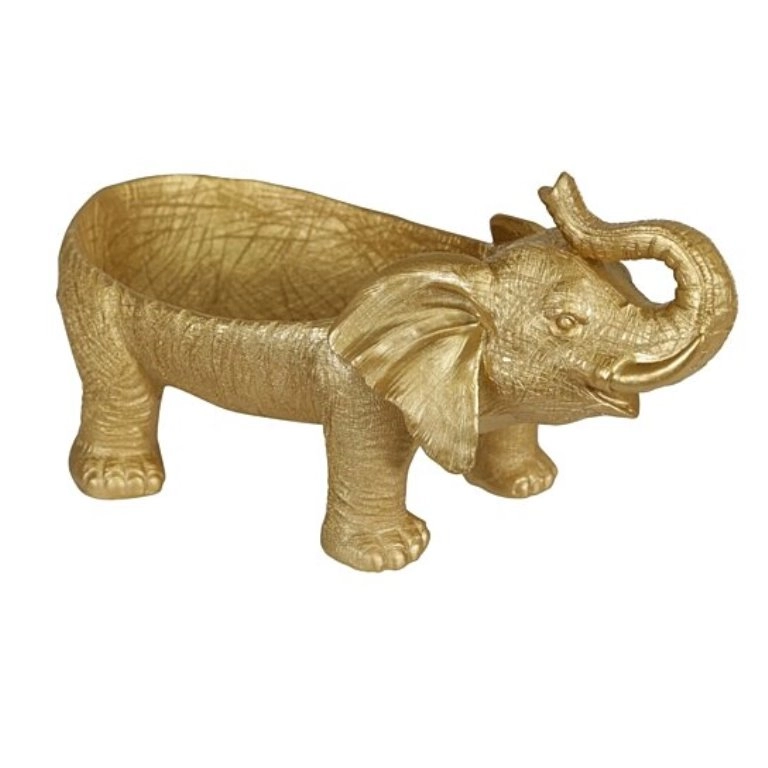 Διακοσμητικό Μπολ Ρητίνης με Σώμα Ελέφαντα, Χρυσό