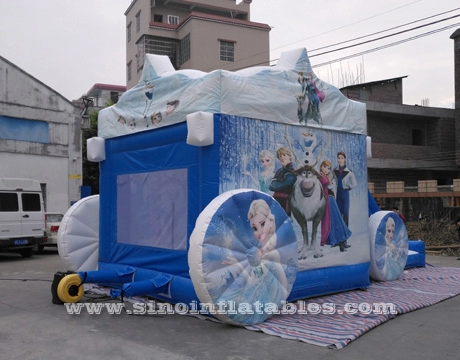 Φουσκωτό φουσκωτό κάστρο με τσουλήθρα με EN14960 πιστοποιημένο από την Sino Inflatables με παγωμένη άμαξα εξωτερικού χώρου