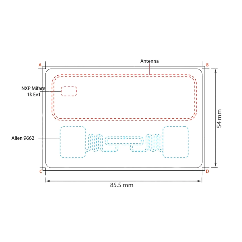 Διπλής συχνότητας RFID HF με έξυπνη κάρτα UHF Hybrid Combi