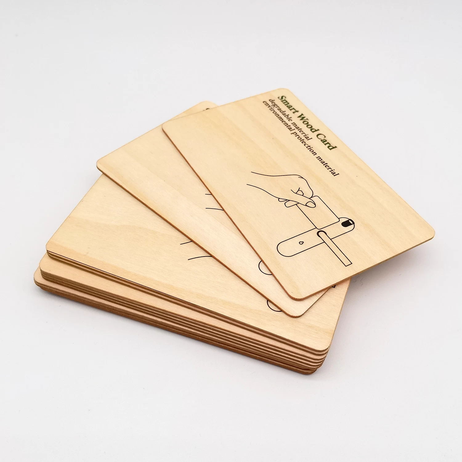 Προγραμματιζόμενες επαγγελματικές κάρτες Bamboo Wood RFID ISO14443A Smart NTAG 213 NFC Wooden Card