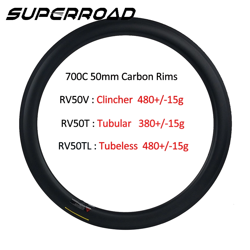 Φτηνό ποδήλατο δρόμου 50mm Carbon Clincher Rims Tubular/Tubelss