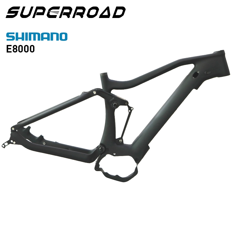 Πλήρης ανάρτηση Mid Drive Enduro Carbon Ebike Frame Fit Shimano Motor