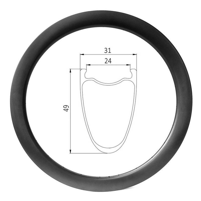 Χώλικος δίσκος ποδηλάτου 700c 24mm εσωτερικό πλάτος 49mm βαθύ clincher carbon χείλος
