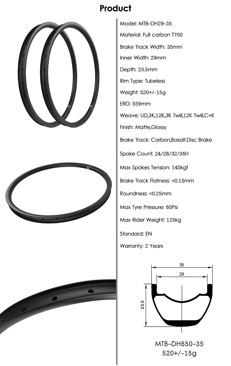 Νέα Superroad Carbon Mtb Rims Bicycle Carbon DH Rims 29