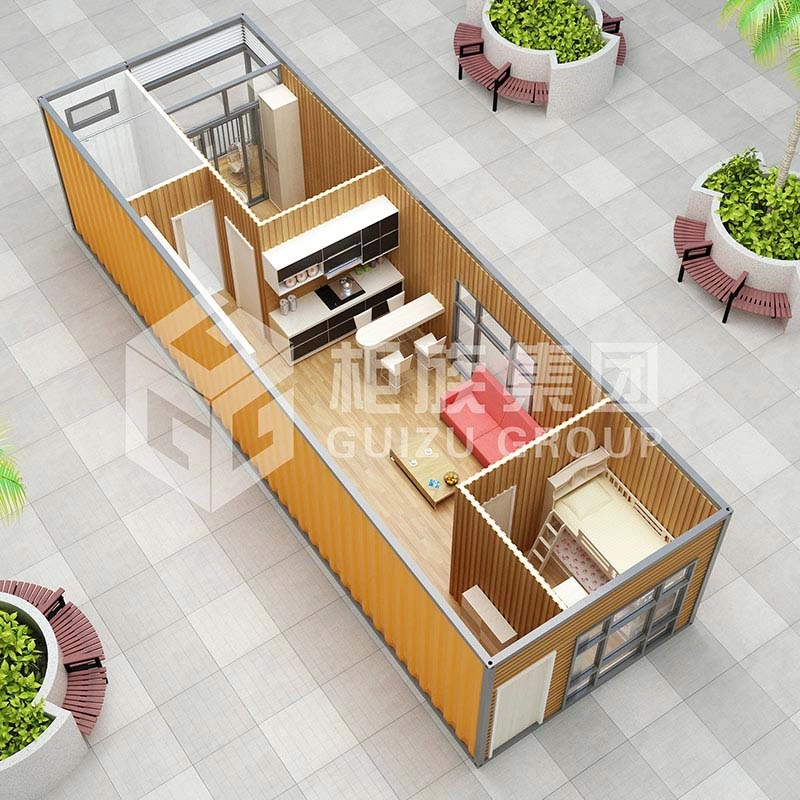 Προκατασκευασμένο διαμέρισμα κοντέινερ 40 ποδιών με 1 υπνοδωμάτιο 1 καθιστικό