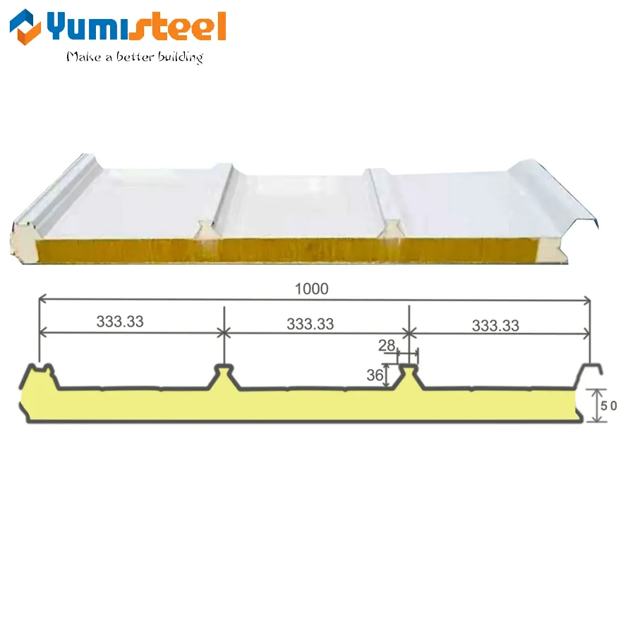 Πάνελ σάντουιτς οροφής πολλαπλών λειτουργιών 50mm 4 ραβδώσεων για ηλιακές φωτοβολταϊκές λύσεις