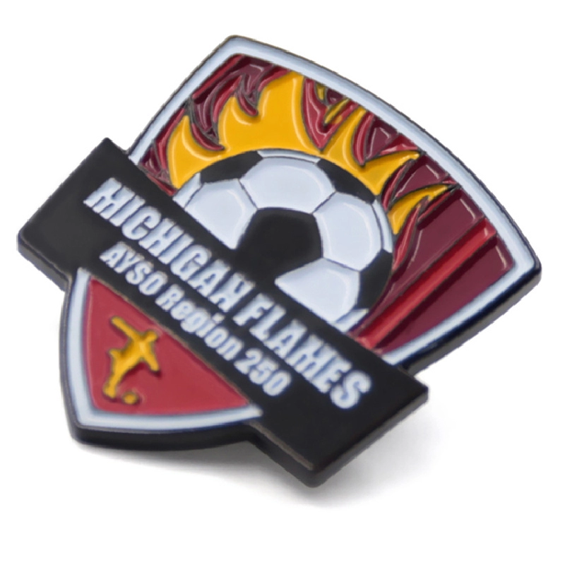 Ποδοσφαιρική καρφίτσα από σκληρό σμάλτο προσαρμοσμένου λογότυπου κατασκευαστή